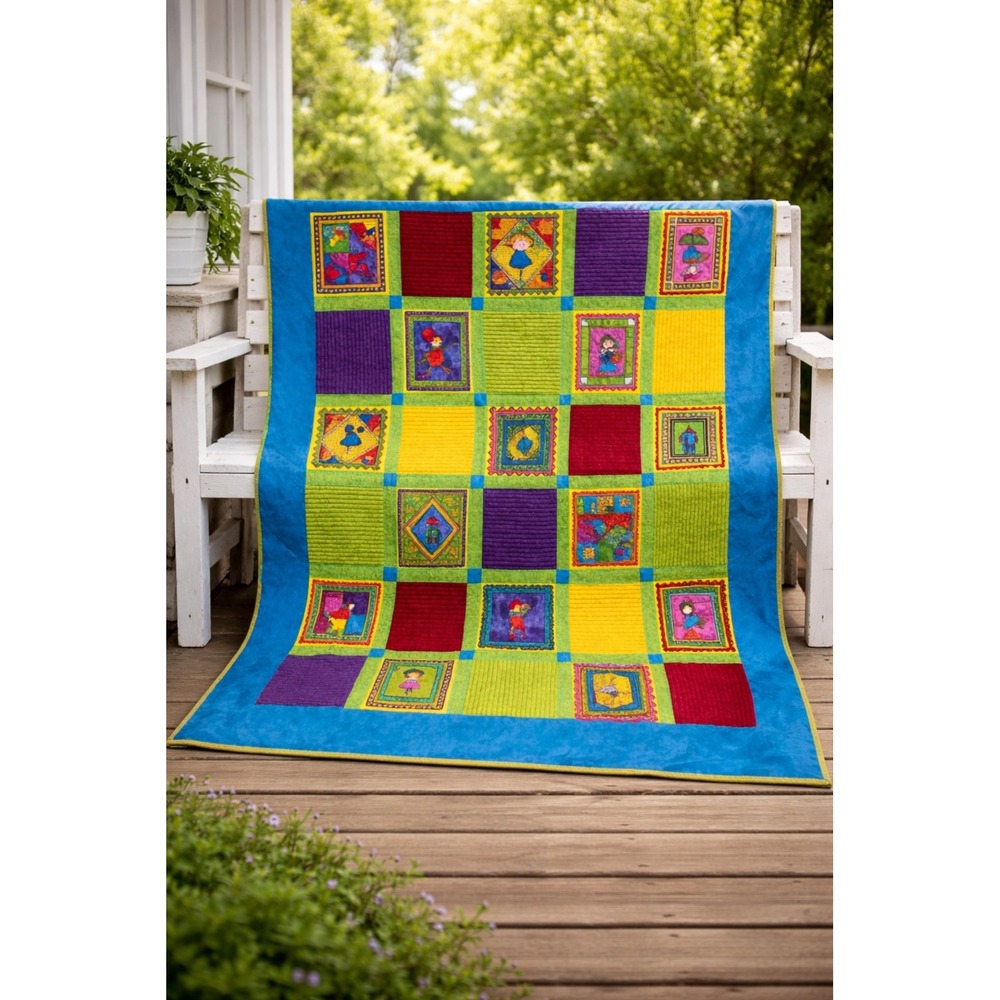 Handmade 2023 Patchwork‎ Quilt 68x88 Signed Grandma Bright Twin Throw